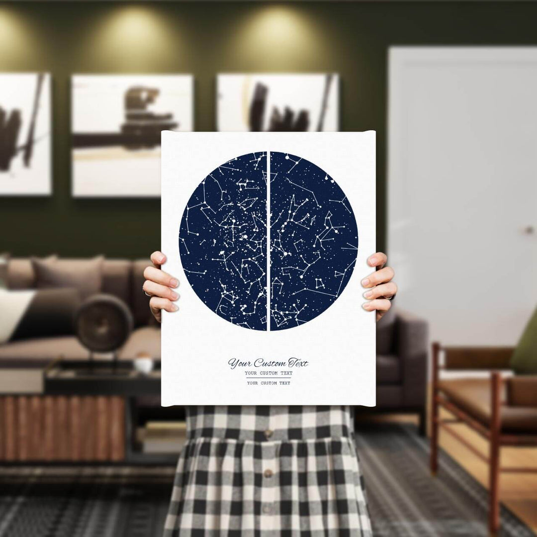 Star Map Gift with 2 Night Skies, Custom Vertical Paper Print, Wrapped Canvas, Styled#color-finish_wrapped-canvas